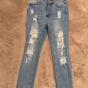 Wax Jean Distressed Ripped Skinny Jeans